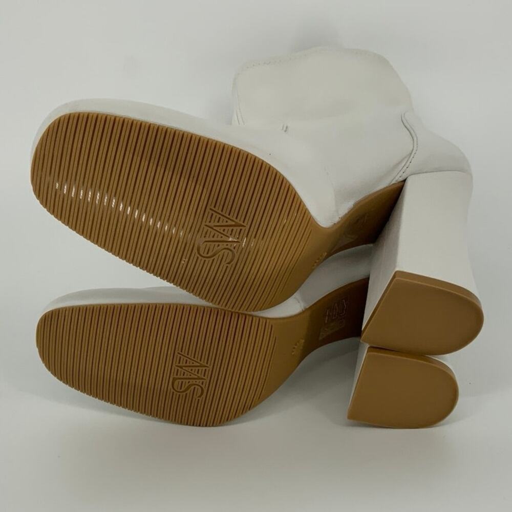 Stuart Weitzman Size 7b White Curveblock Leather … - image 6